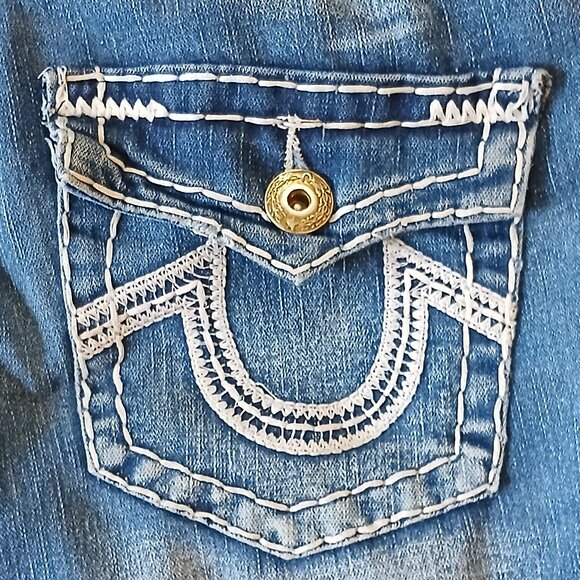 True Religion Vintage Billy Super T Straight Leg Low Rise Jean Size 28 - Picture 2 of 9